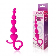 Розовая анальная цепочка Cosmo с петелькой - 14,5 см.