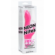 Розовый вибратор Neon Nites с гнущимся стволом - 21,6 см.