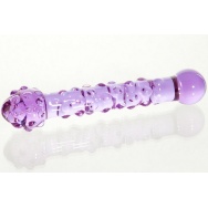 Нежно-фиолетовый стеклянный фаллоимитатор с шишечками