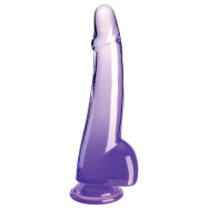 Фиолетовый фаллоимитатор с мошонкой на присоске 10’’ Cock with Balls - 27,9 см.