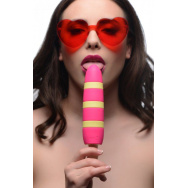 Ярко-розовый вибростимулятор-эскимо 10X Popsicle Vibrator - 21,6 см.