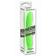 Зеленый вибромассажёр Neon Luv Touch Wave - 14 см.
