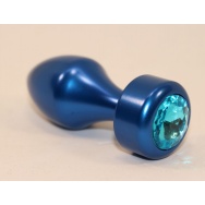 Синяя анальная пробка с голубым кристаллом - 7,8 см.
