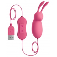 Розовая, работающая от USB вибропуля в форме кролика Cute