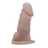 Телесная закрытая насадка на пенис с вибрацией - 13,3 см.