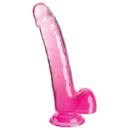 Розовый фаллоимитатор с мошонкой на присоске 9’’ Cock with Balls - 24,8 см.