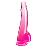 Розовый фаллоимитатор с мошонкой на присоске 10’’ Cock with Balls - 27,9 см.