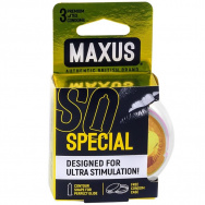 Презервативы с точками и рёбрами в пластиковом кейсе MAXUS Special - 3 шт.