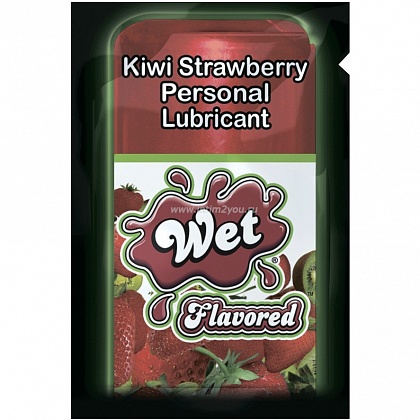 Гель-лубрикант на водной основе Wet Flavored Kiwi Strawberry с ароматом киви и клубники - 3 мл.