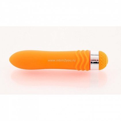 Оранжевый водонепроницаемый вибратор 14 см.