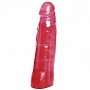 Розовый фаллос-насадка для трусиков с плугом - 17 см.