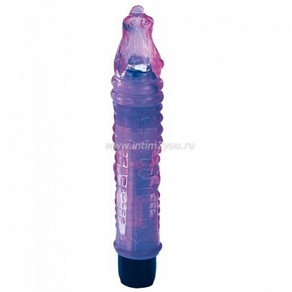 Фиолетовый гелевый вибратор в форме крокодильчика - 19 см.