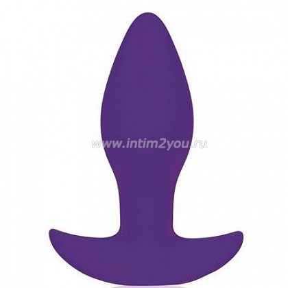 Фиолетовая коническая анальная вибровтулка с ограничителем - 8,5 см.