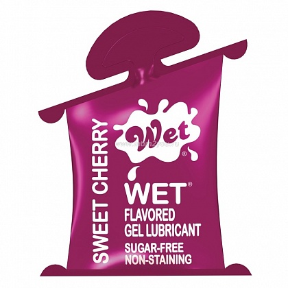 Гель-лубрикант на водной основе Wet Flavored Sweet Cherry с ароматом вишни - 10 мл.