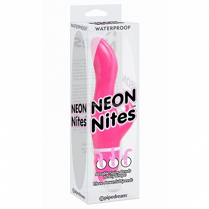 Розовый вибратор Neon Nites с гнущимся стволом - 21,6 см.