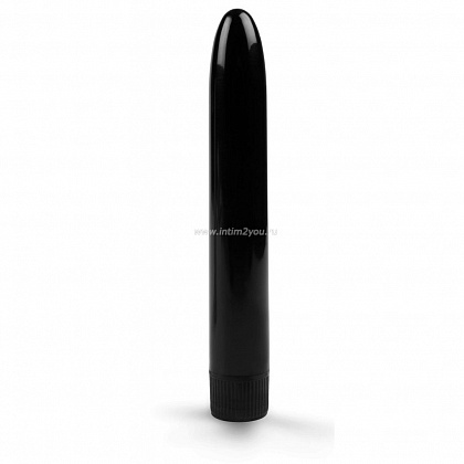 Черный гладкий вибратор - 15,5 см.