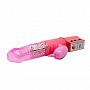 Розовый вибратор-ротатор с клиторальным стимулятором - 24 см.