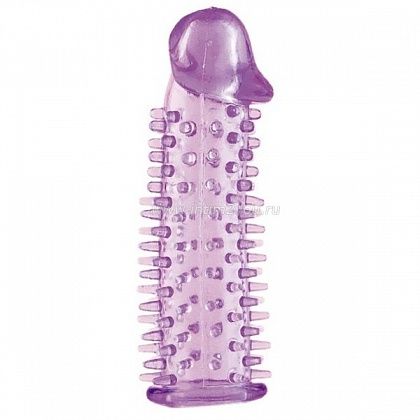 Фиолетовая насадка на половой член с закрытой головкой и шипами