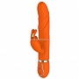 Оранжевый вибратор FLORAL FANTASY со стимулятором клитора - 22 см.