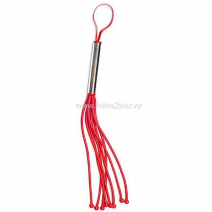 Красная резиновая плеть с 8 хлыстами - 35 см.