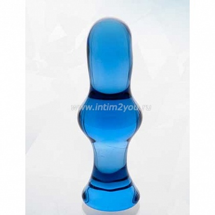 Голубая стеклянная анальная втулка