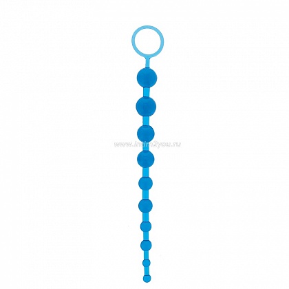 Синяя анальная цепочка с кольцом - 26,6 см.