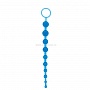 Синяя анальная цепочка с кольцом - 26,6 см.