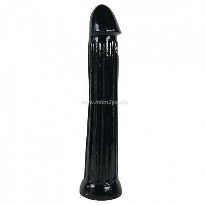 Чёрный фаллоимитатор All Black с рёбрами - 31 см.