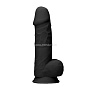 Черный фаллоимитатор Realistic Cock With Scrotum - 21,5 см.