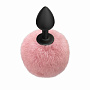 Черная анальная пробка с розовым пушистым хвостиком Fluffy