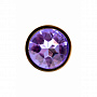 Золотистая анальная втулка с фиолетовым стразом - 7 см.