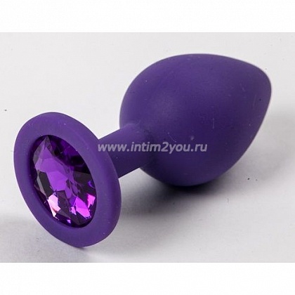Фиолетовая силиконовая пробка с фиолетовым кристаллом - 9,5 см.