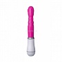 Ярко-розовый вибратор ToyFa A-toys с клиторальным стимулятором - 20 см.