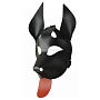 Черная кожаная маска  Дог  с красным языком