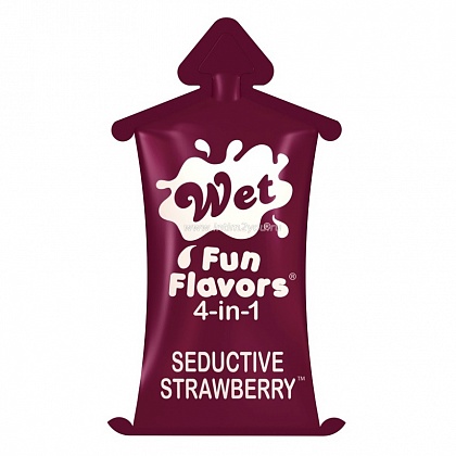 Гель-лубрикант на водной основе Wet Fun Flavors Seductive Strawberry с клубничным ароматом - 10 мл.