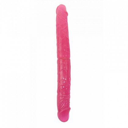 Розовый двухголовый гнущийся фаллоимитатор - 36 см.