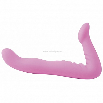Розовый двойной безременной фаллоимитатор-страпон, 20.3 см