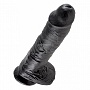 Реалистичный чёрный фаллоимитатор-гигант - 25,4 см.