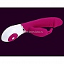 Розовый вибратор Pretty Love Gene с клиторальным стимулятором - 20,4 см.