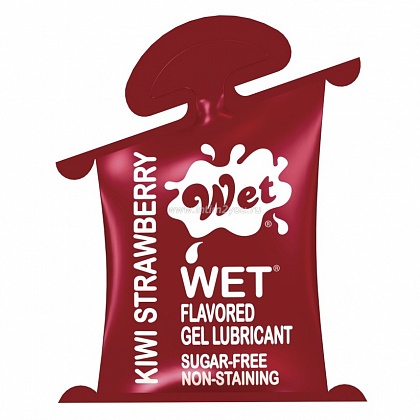 Гель-лубрикант на водной основе Wet Flavored Kiwi Strawberry с ароматом киви и клубники - 10 мл.