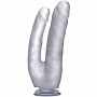 Телесный анально-вагинальный фаллоимитатор - 25,5 см.
