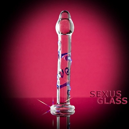 Стеклянный фаллос с объемными узорами и головкой ( Sexus-glass 912003)