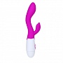 Фиолетовый вибратор Pretty Love Brighty с клиторальным отростком - 20 см.