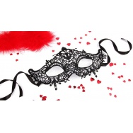 Черная ажурная текстильная маска  Памелла