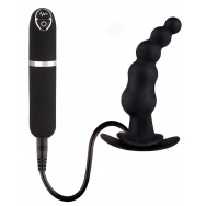 Чёрная загнутая вибровтулка Dash Butt Plug With Mini Controller I - 8,9 см.