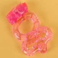 Розовое эрекционное кольцо с вибратором
