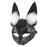 Черная маска  Зайка  с меховыми ушками