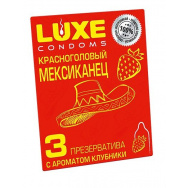 Презервативы с клубничным ароматом  Красноголовый мексиканец  - 3 шт.