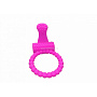Розовое силиконовое эрекционное кольцо с вибрацией и язычком