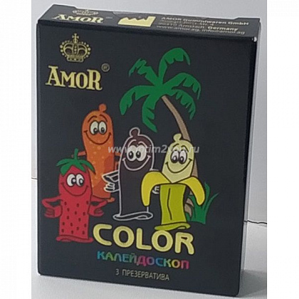 Цветные ароматизированные презервативы AMOR Color  Яркая линия  - 3 шт.